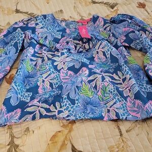 Lilly Benadette Top Macaw Blue